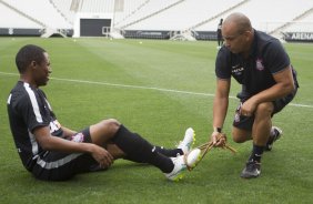 Durante o treino desta tarde na Arena Corinthians, zona leste da cidade. O prximo jogo da equipe ser contra o Corinthian Casuals, da Inglaterra, sbado, dia 24/01, na Arena Corinthians, em homenagem ao co-irmo