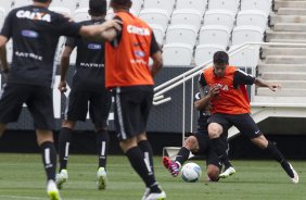 Durante o treino desta tarde na Arena Corinthians, zona leste da cidade. O prximo jogo da equipe ser contra o Corinthian Casuals, da Inglaterra, sbado, dia 24/01, na Arena Corinthians, em homenagem ao co-irmo