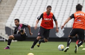 Durante o treino desta tarde na Arena Corinthians, zona leste da cidade. O próximo jogo da equipe será contra o Corinthian Casuals, da Inglaterra, sábado, dia 24/01, na Arena Corinthians, em homenagem ao co-irmão