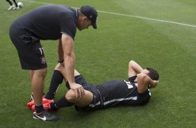 Durante o treino desta tarde na Arena Corinthians, zona leste da cidade. O próximo jogo da equipe será contra o Corinthian Casuals, da Inglaterra, sábado, dia 24/01, na Arena Corinthians, em homenagem ao co-irmão