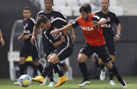 Durante o treino desta tarde na Arena Corinthians, zona leste da cidade. O prximo jogo da equipe ser contra o Corinthian Casuals, da Inglaterra, sbado, dia 24/01, na Arena Corinthians, em homenagem ao co-irmo