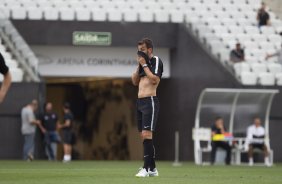 Durante o treino desta tarde na Arena Corinthians, zona leste da cidade. O próximo jogo da equipe será contra o Corinthian Casuals, da Inglaterra, sábado, dia 24/01, na Arena Corinthians, em homenagem ao co-irmão