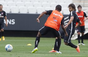 Durante o treino desta tarde na Arena Corinthians, zona leste da cidade. O próximo jogo da equipe será contra o Corinthian Casuals, da Inglaterra, sábado, dia 24/01, na Arena Corinthians, em homenagem ao co-irmão