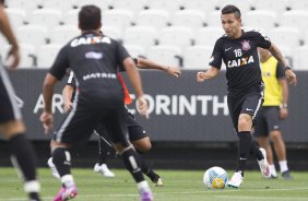 Durante o treino desta tarde na Arena Corinthians, zona leste da cidade. O próximo jogo da equipe será contra o Corinthian Casuals, da Inglaterra, sábado, dia 24/01, na Arena Corinthians, em homenagem ao co-irmão