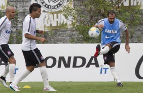 Durante o treino desta manh no CT Joaquim Grava, zona leste da cidade. O prximo jogo da equipe ser domingo, dia 01/02, contra o Marilia, na Arena Corinthians, jogo vlido pela 1 rodada do Campeonato Paulista de 2015