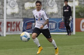 Durante o treino desta manh no CT Joaquim Grava, zona leste da cidade. O prximo jogo da equipe ser domingo, dia 01/02, contra o Marilia, na Arena Corinthians, jogo vlido pela 1 rodada do Campeonato Paulista de 2015