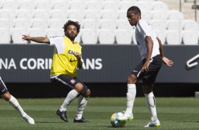 Durante o treino desta tarde na Arena Corinthians, zona leste da cidade. O prximo jogo da equipe ser domingo, dia 01/02, contra o Marilia, na Arena Corinthians, jogo vlido pela 1 rodada do Campeonato Paulista de 2015