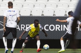 Durante o treino desta tarde na Arena Corinthians, zona leste da cidade. O prximo jogo da equipe ser domingo, dia 01/02, contra o Marilia, na Arena Corinthians, jogo vlido pela 1 rodada do Campeonato Paulista de 2015