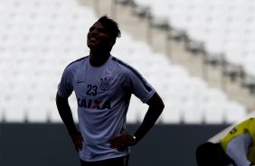 Durante o treino desta tarde na Arena Corinthians, zona leste da cidade. O prximo jogo da equipe ser domingo, dia 01/02, contra o Marilia, na Arena Corinthians, jogo vlido pela 1 rodada do Campeonato Paulista de 2015
