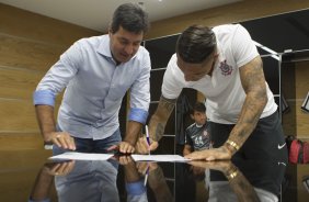 Nos vestirios antes do jogo realizado esta tarde na Arena Corinthians entre Corinthians x Marilia/SP, vlido pela 1 rodada do Campeonato Paulista de 2015