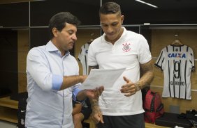 Nos vestirios antes do jogo realizado esta tarde na Arena Corinthians entre Corinthians x Marilia/SP, vlido pela 1 rodada do Campeonato Paulista de 2015