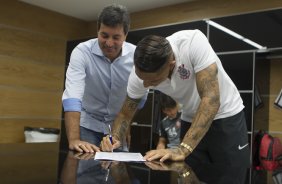 Nos vestirios antes do jogo realizado esta tarde na Arena Corinthians entre Corinthians x Marilia/SP, vlido pela 1 rodada do Campeonato Paulista de 2015