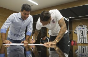 Nos vestirios antes do jogo realizado esta tarde na Arena Corinthians entre Corinthians x Marilia/SP, vlido pela 1 rodada do Campeonato Paulista de 2015