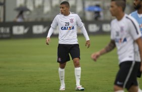 Durante o treino desta manh no CT Joaquim Grava, zona leste da cidade. O prximo jogo da equipe ser quarta-feira, dia 04/02, contra o Once Caldas/Colmbia, na Arena Corinthians, jogo de ida da Pr Libertadores de 2015
