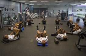 Durante o treino desta manh no CT Joaquim Grava, zona leste da cidade. O prximo jogo da equipe ser quarta-feira, dia 04/02, contra o Once Caldas/Colmbia, na Arena Corinthians, jogo de ida da Pr Libertadores de 2015