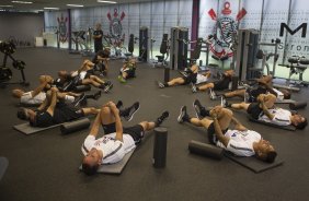 Durante o treino desta manh no CT Joaquim Grava, zona leste da cidade. O prximo jogo da equipe ser quarta-feira, dia 04/02, contra o Once Caldas/Colmbia, na Arena Corinthians, jogo de ida da Pr Libertadores de 2015