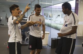 Durante o treino desta manh no CT Joaquim Grava, zona leste da cidade. O prximo jogo da equipe ser quarta-feira, dia 04/02, contra o Once Caldas/Colmbia, na Arena Corinthians, jogo de ida da Pr Libertadores de 2015