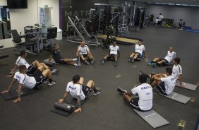 Durante o treino desta manh no CT Joaquim Grava, zona leste da cidade. O prximo jogo da equipe ser quarta-feira, dia 04/02, contra o Once Caldas/Colmbia, na Arena Corinthians, jogo de ida da Pr Libertadores de 2015