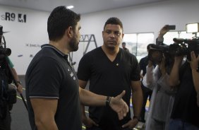 Inauguracao do Laboratorio R9 apôs o treino desta manhã no CT Joaquim Grava, zona leste da cidade. O próximo jogo da equipe será quarta-feira, dia 04/02, contra o Once Caldas/Colômbia, na Arena Corinthians, jogo de ida da Pré Libertadores de 2015