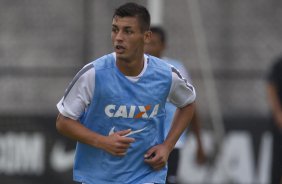 Marciel durante o treino desta manh no CT Joaquim Grava, zona leste da cidade. O prximo jogo da equipe ser quarta-feira, dia 04/02, contra o Once Caldas/Colmbia, na Arena Corinthians, jogo de ida da Pr Libertadores de 2015