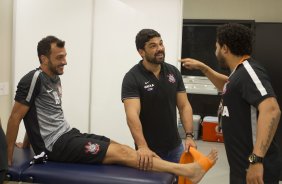 Nos vestirios antes do jogo realizado esta noite na Arena Corinthians entre Corinthians/Brasil x Once Caldas/Colmbia, jogo de ida vlido pela Pr Libertadores 2015