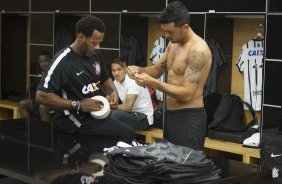 Nos vestirios antes do jogo realizado esta noite na Arena Corinthians entre Corinthians/Brasil x Once Caldas/Colmbia, jogo de ida vlido pela Pr Libertadores 2015