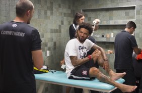 Nos vestiários antes do jogo realizado esta tarde na Allianz Arena entre Palmeiras x Corinthians, jogo válido pela 3ª rodada do Campeonato Paulista de 2015