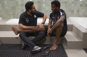 Nos vestiários antes do jogo realizado esta tarde na Allianz Arena entre Palmeiras x Corinthians, jogo válido pela 3ª rodada do Campeonato Paulista de 2015