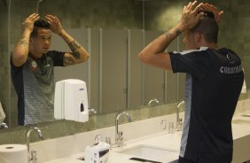 Nos vestiários antes do jogo realizado esta tarde na Allianz Arena entre Palmeiras x Corinthians, jogo válido pela 3ª rodada do Campeonato Paulista de 2015