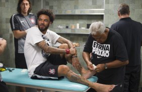 Nos vestiários antes do jogo realizado esta tarde na Allianz Arena entre Palmeiras x Corinthians, jogo válido pela 3ª rodada do Campeonato Paulista de 2015