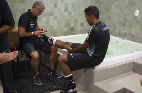 Nos vestiários antes do jogo realizado esta tarde na Allianz Arena entre Palmeiras x Corinthians, jogo válido pela 3ª rodada do Campeonato Paulista de 2015