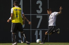 Durante o treino desta manh no CT Joaquim Grava, localizado no Parque Ecolgico do Tiete, zona leste da cidade. O prximo jogo ser sbado dia 14/02 contra o Botafogo/RP, na Arena Corinthians, vlido pela 4 rodada do Campeonato Paulista de 2015