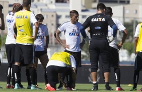 Durante o treino desta manh no CT Joaquim Grava, localizado no Parque Ecolgico do Tiete, zona leste da cidade. O prximo jogo ser sbado dia 14/02 contra o Botafogo/RP, na Arena Corinthians, vlido pela 4 rodada do Campeonato Paulista de 2015