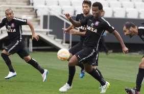 Durante o treino desta tarde na Arena Corinthians, zona leste da cidade. O próximo jogo será amanhã, quarta-feira, dia 18/02 contra o São Paulo, na Arena Corinthians, jogo de ida da fase classificatoria da Copa Libertadores da América 2015