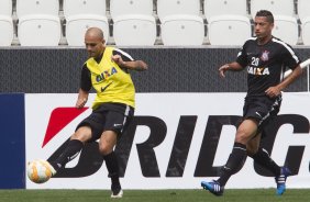 Durante o treino desta tarde na Arena Corinthians, zona leste da cidade. O próximo jogo será amanhã, quarta-feira, dia 18/02 contra o São Paulo, na Arena Corinthians, jogo de ida da fase classificatoria da Copa Libertadores da América 2015