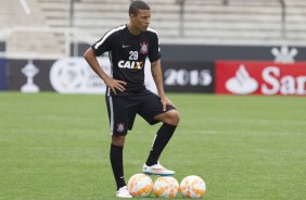 Durante o treino desta tarde na Arena Corinthians, zona leste da cidade. O próximo jogo será amanhã, quarta-feira, dia 18/02 contra o São Paulo, na Arena Corinthians, jogo de ida da fase classificatoria da Copa Libertadores da América 2015