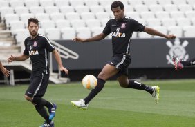 Durante o treino desta tarde na Arena Corinthians, zona leste da cidade. O próximo jogo será amanhã, quarta-feira, dia 18/02 contra o São Paulo, na Arena Corinthians, jogo de ida da fase classificatoria da Copa Libertadores da América 2015