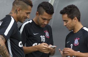 Durante o treino desta tarde na Arena Corinthians, zona leste da cidade. O próximo jogo será amanhã, quarta-feira, dia 18/02 contra o São Paulo, na Arena Corinthians, jogo de ida da fase classificatoria da Copa Libertadores da América 2015