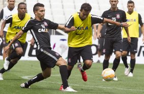 Durante o treino desta tarde na Arena Corinthians, zona leste da cidade. O prximo jogo ser amanh, quarta-feira, dia 18/02 contra o So Paulo, na Arena Corinthians, jogo de ida da fase classificatoria da Copa Libertadores da Amrica 2015