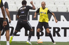 Durante o treino desta tarde na Arena Corinthians, zona leste da cidade. O prximo jogo ser amanh, quarta-feira, dia 18/02 contra o So Paulo, na Arena Corinthians, jogo de ida da fase classificatoria da Copa Libertadores da Amrica 2015