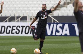 Durante o treino desta tarde na Arena Corinthians, zona leste da cidade. O próximo jogo será amanhã, quarta-feira, dia 18/02 contra o São Paulo, na Arena Corinthians, jogo de ida da fase classificatoria da Copa Libertadores da América 2015