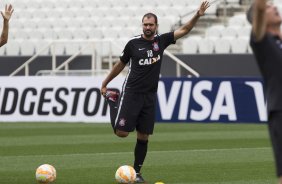 Durante o treino desta tarde na Arena Corinthians, zona leste da cidade. O prximo jogo ser amanh, quarta-feira, dia 18/02 contra o So Paulo, na Arena Corinthians, jogo de ida da fase classificatoria da Copa Libertadores da Amrica 2015