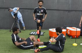 Durante o treino desta tarde na Arena Corinthians, zona leste da cidade. O prximo jogo ser amanh, quarta-feira, dia 18/02 contra o So Paulo, na Arena Corinthians, jogo de ida da fase classificatoria da Copa Libertadores da Amrica 2015