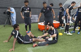 Durante o treino desta tarde na Arena Corinthians, zona leste da cidade. O prximo jogo ser amanh, quarta-feira, dia 18/02 contra o So Paulo, na Arena Corinthians, jogo de ida da fase classificatoria da Copa Libertadores da Amrica 2015