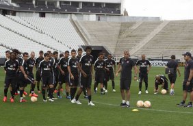 Durante o treino desta tarde na Arena Corinthians, zona leste da cidade. O próximo jogo será amanhã, quarta-feira, dia 18/02 contra o São Paulo, na Arena Corinthians, jogo de ida da fase classificatoria da Copa Libertadores da América 2015