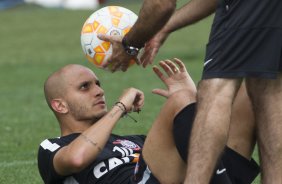 Durante o treino desta tarde na Arena Corinthians, zona leste da cidade. O prximo jogo ser amanh, quarta-feira, dia 18/02 contra o So Paulo, na Arena Corinthians, jogo de ida da fase classificatoria da Copa Libertadores da Amrica 2015