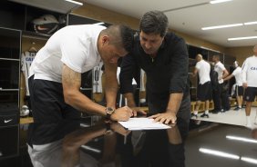 Nos vestiários antes do jogo realizado esta noite na Arena Corinthians entre Corinthians x São Paulo, jogo válido pelo primeiro turno da fase classificatoria da Copa Libertadores da América 2015