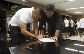 Nos vestirios antes do jogo realizado esta noite na Arena Corinthians entre Corinthians x So Paulo, jogo vlido pelo primeiro turno da fase classificatoria da Copa Libertadores da Amrica 2015