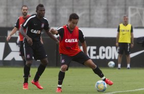 Durante o treino desta tarde no CT Joaquim Grava, zona leste da cidade. O prximo jogo ser domingo, dia 01/03 contra o Mogi Mirim na Arena Corinthians, vlido pela 7 rodada do Campeonato Paulista de 2015