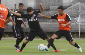 Durante o treino desta tarde no CT Joaquim Grava, zona leste da cidade. O prximo jogo ser domingo, dia 01/03 contra o Mogi Mirim na Arena Corinthians, vlido pela 7 rodada do Campeonato Paulista de 2015